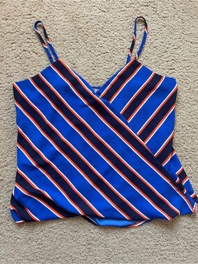 Allison Joy Striped Blue Wrap Cami Tank Top